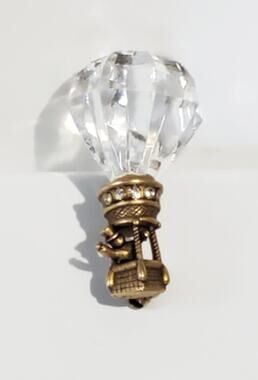 Vintage AJC Hot Air Balloon Figural Gold Tone Rhinestones Brooch Pin